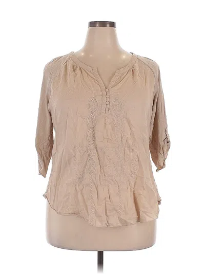 Pre-owned Nine West 3/4 Sleeve Blouse In Brown