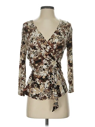 Pre-owned Nine West 3/4 Sleeve Blouse In Brown