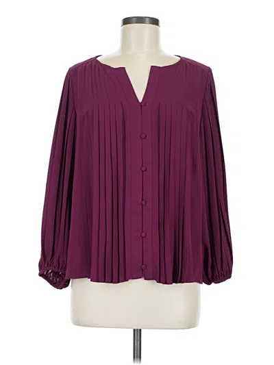 Pre-owned Nine West 3/4 Sleeve Blouse In Burgundy