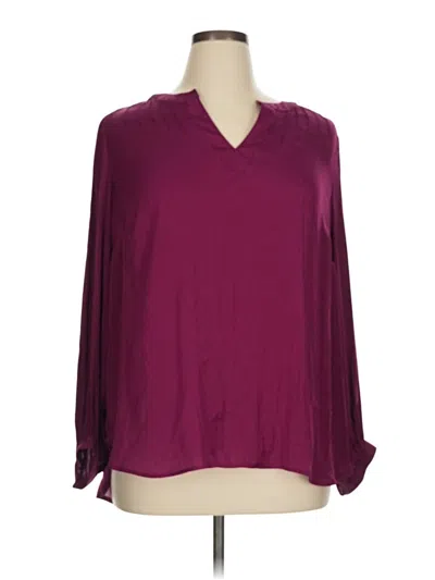 Pre-owned Nine West 3/4 Sleeve Blouse In Burgundy