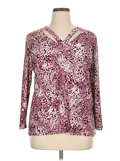 Pre-owned Nine West 3/4 Sleeve Blouse In Burgundy