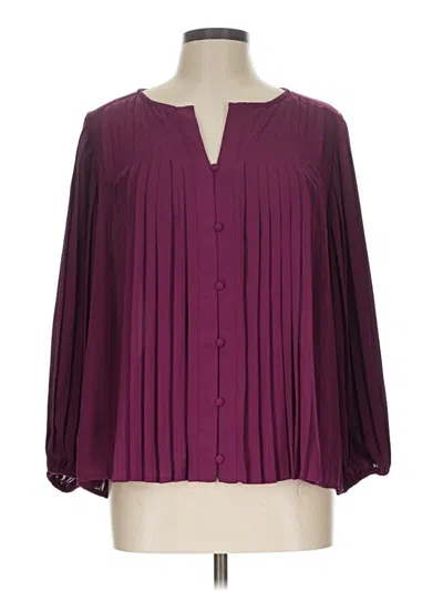 Pre-owned Nine West 3/4 Sleeve Blouse In Burgundy