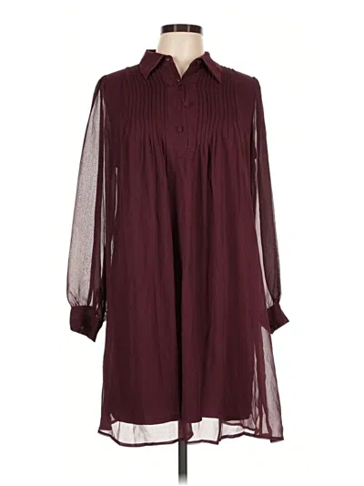 Pre-owned Nine West 3/4 Sleeve Blouse In Burgundy