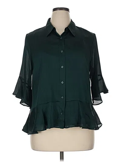 Pre-owned Nine West 3/4 Sleeve Blouse In Green