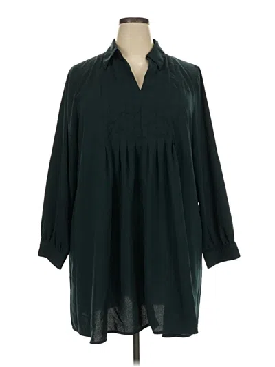Pre-owned Nine West 3/4 Sleeve Blouse In Green