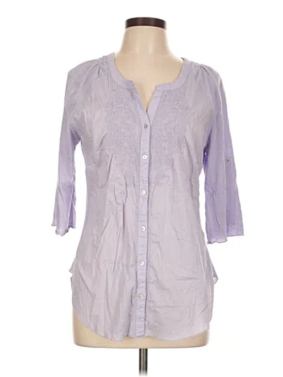 Pre-owned Nine West 3/4 Sleeve Button Down Shirt In Purple