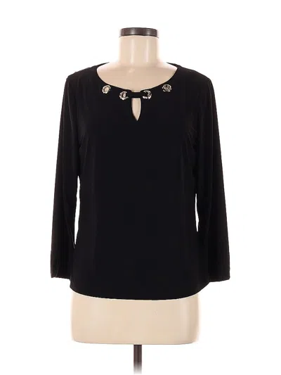 Pre-owned Nine West 3/4 Sleeve Top Black Keyhole Neckline Tops