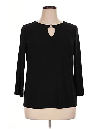 Pre-owned Nine West 3/4 Sleeve Top Black Keyhole Neckline Tops