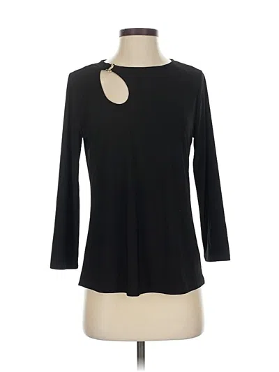 Pre-owned Nine West 3/4 Sleeve Top Black Keyhole Neckline Tops