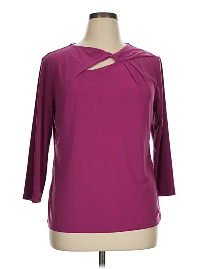 Pre-owned Nine West 3/4 Sleeve Top Burgundy One Shoulder Neckline Tops