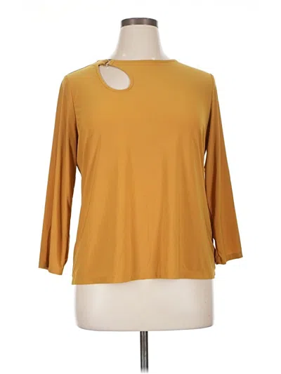 Pre-owned Nine West 3/4 Sleeve Top Gold Keyhole Neckline Tops