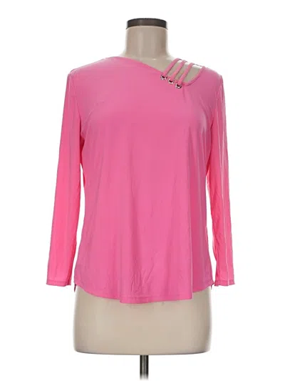Pre-owned Nine West 3/4 Sleeve Top Pink Keyhole Neckline Tops