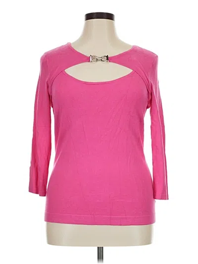 Pre-owned Nine West 3/4 Sleeve Top Pink Keyhole Neckline Tops