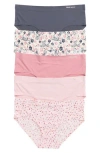 Nine West 5-pack Bonded No Show Hipster Panties In Cheetah/blush/grey
