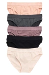 Nine West 5-pack Seamless Bikini Briefs In Sand/ecru/grey/mauve