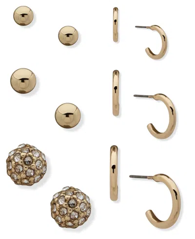 Nine West 6-pack Gold-tone Hoops And Ball Stud Earrings Set