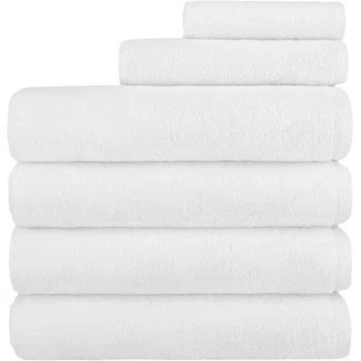 Nine West 6 Piece Hotel Collection Towel Set 100% Turkish Cotton Soft And Highly Absorbent Bathroom Towels In White
