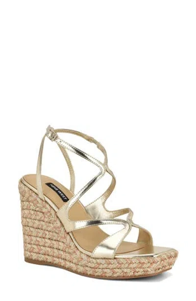Nine West Adriane Platform Wedge Sandal In Gold