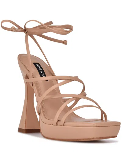Nine West Ailey Womens Ankle Wrap Dressy Platform Sandals In Pink