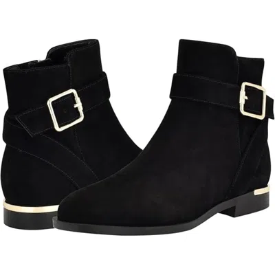 Nine West Alleva Boots Women's Black Suede Almond Toe Ankle Bootie Lion393