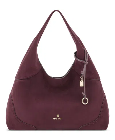 Nine West Allie Triple Compartment Extra-large Shoulder Handbag In Purple