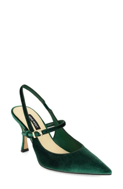 Nine West Amelap Pointed Toe Slingback Pump In Green
