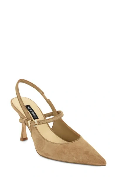 Nine West Amelap Pointed Toe Slingback Pump In Brown