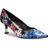 Nine West Andes Pump In Black Blooms Floral Multi