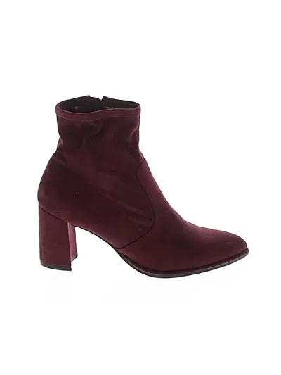 Pre-owned Nine West Ankle Boots In Burgundy