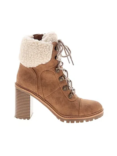Pre-owned Nine West Ankle Boots In Tan