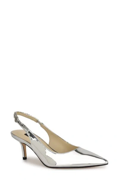 Nine West Annae Slingback Pointed Toe Pump In Silver