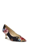 Nine West Ariella Pointed Toe Pump In Black Rose Print