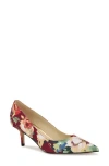 Nine West Women's Arlene Kitten Heel Pointy Toe Pumps In Red Floral Multi