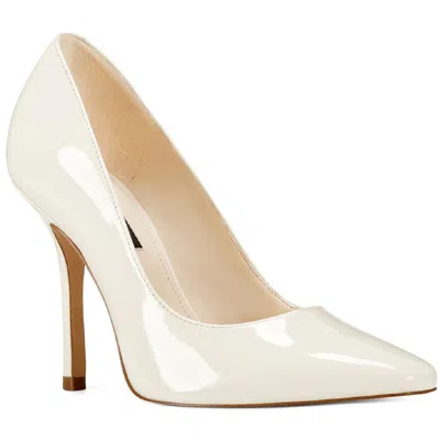 Nine West Arley Womens Patent Pumps Pointed Toe Heels In White