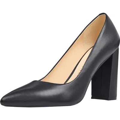 Nine West Astoria Womens Padded Insole Pointed Toe Dress Heels In Black Leather