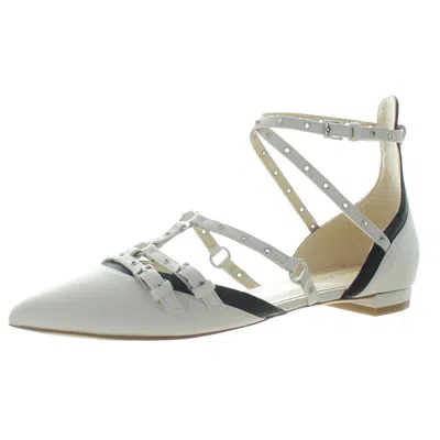 Nine West Aweso Womens Adjustable Leather Ankle Strap In White