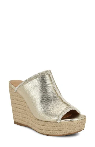 Nine West Baja Platform Wedge Sandal In Gold