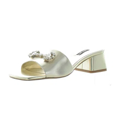 Nine West Bamsy 3 Womens Embellished Manmade Slide Sandals In Gold