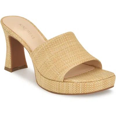 Nine West Bannah2 Womens Laceless Woven Mule Sandals In Brown