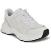 Nine West Women's Bask Round Toe Lace-up Casual Sneakers In White/white/platino