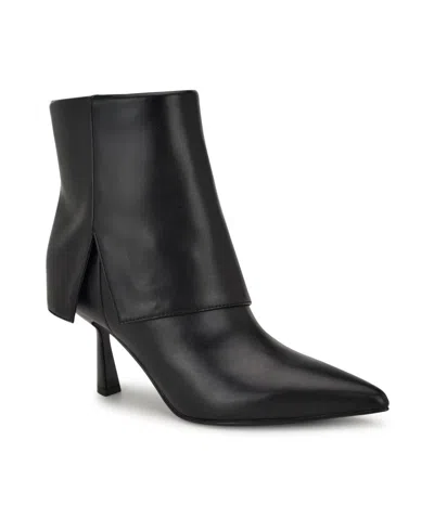 Nine West Bazie3 Boots M Black Stiletto Heel Dress Bootie Htat723