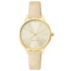 Nine West Beige Leather Dress Watch In Gold