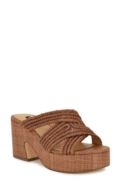 Nine West Bemay Platform Sandal In Dark Brown 200
