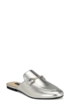 Nine West Women's Bhalya Round Toe Slip-on Flat Casual Mules In Silver - Faux Leather