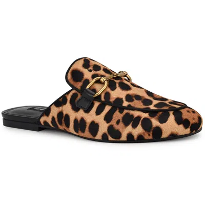Nine West Bhalyap Womens Animal Print Leather Mules In Leopard