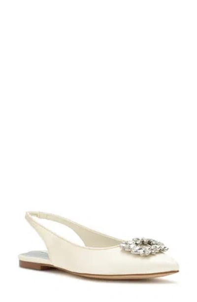 Nine West Blingy Crystal Slingback Flat In White