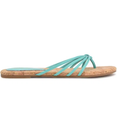 Nine West Blithe3 Womens Cushioned Footbed Man Made Thong Sandals In Blue
