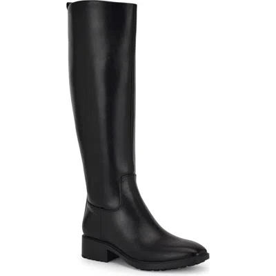 Nine West Barile 3 Womens Faux Leather Knee-high Boots In Black