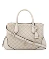 Nine West Bloomfield Triple Compartment Satchel Bag In Mushroom Logo Milk