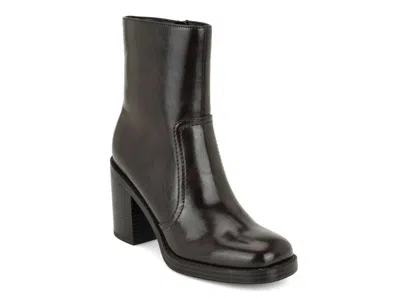 Nine West Boston Platform Bootie In Dark Brown Synthetic